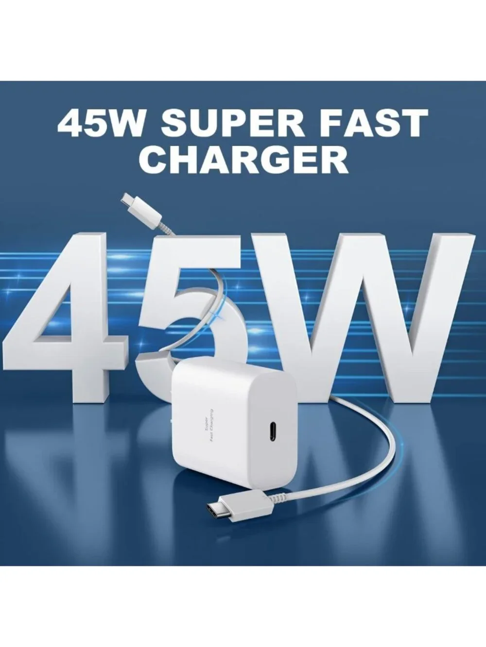 45W Super Fast USB-C Wall Charger & 6.6FT Cable for Galaxy S26/S25/S24/S23/Note